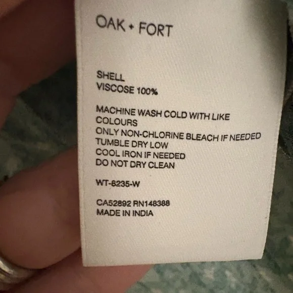 Oak + Fort | green floral front tie crop blouse 100% viscose size small - Picture 10 of 10